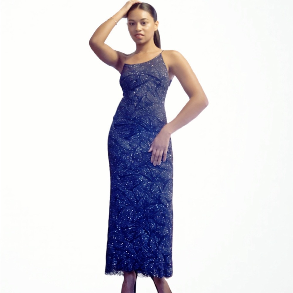Blue Glittery Bare Too!  Evening gown Sz S